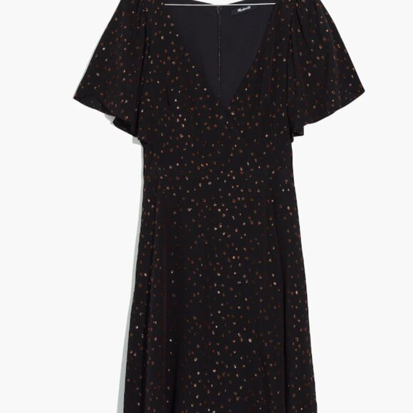 Madewell Cape-Sleeve Mini Dress in Metallic Dots - Picture 3 of 11